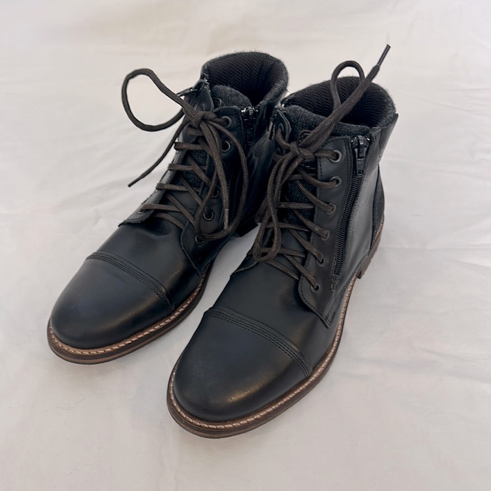 Steve Madden Bridges2 Black Leather Men's 9 Lace Up Casual Dress Boots